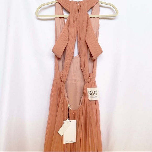 Fame and Partners V neck Open Back Pleated Gown in Mauve Pink - Picture 8 of 14